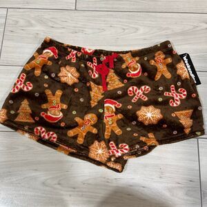 NWT Weekending Gingerbread fuzzy pyjama shorts size large‎